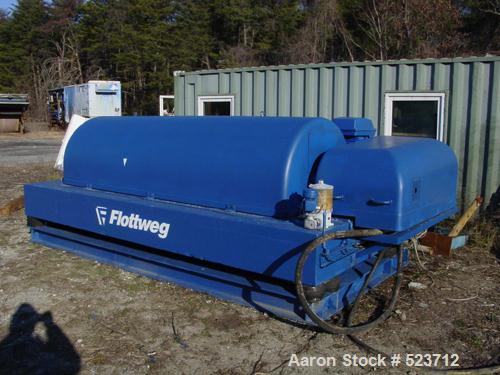 USED: Flottweg Z73 solid bowl decanter centrifuge, stainless steelconstruction on product contact areas. Max bowl speed 2600 rpm,single lead conveyor with wear protection tiles, base, stainlessdischa...