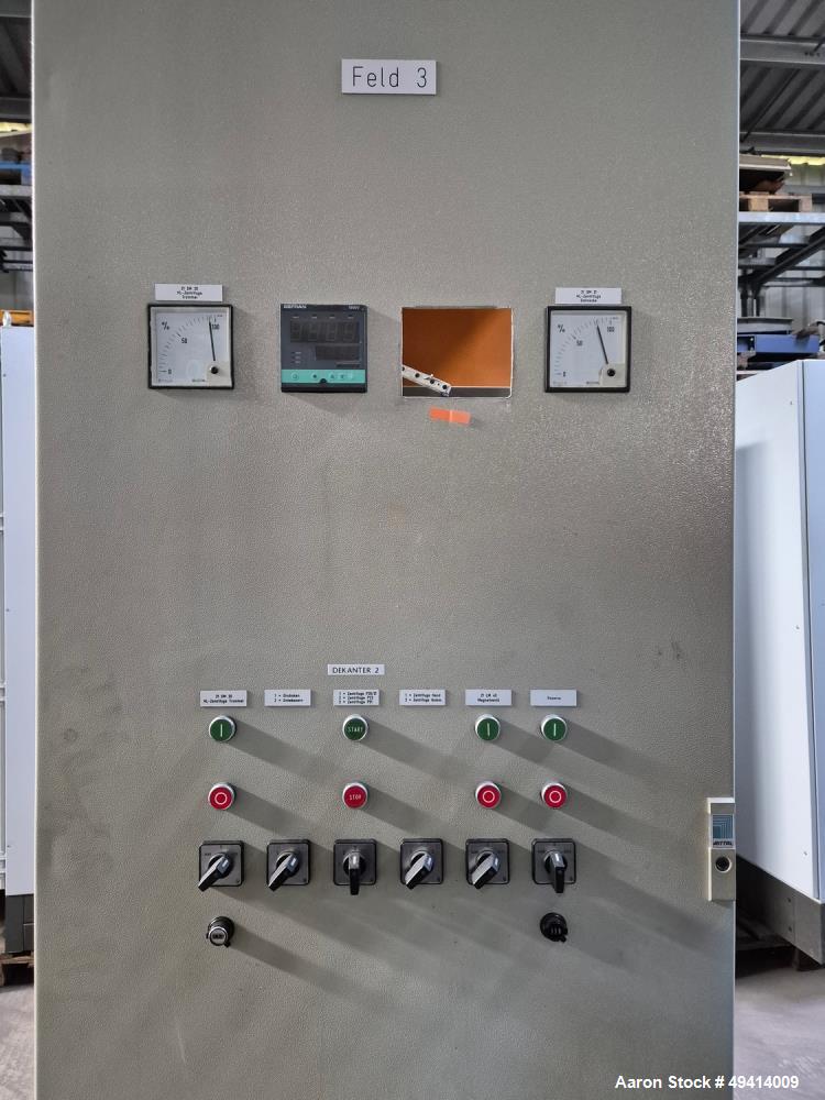 Used Guinard Decanter Centrifuge, Model D4LP30HB | 3,500 RPM | Ø 430mm Bowl | 37 kW Drive | Includes Allweiler Screw Pump & Control Panel | Built 1996