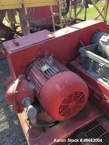 Used Hutchinson Hayes 5500 Solid Bowl Decanter "Drilling Mud" Centrifuge Skid. Stainless steel construction (product contact ares), singe lead conveyor, hogged-out cake discharge port with replaceabl...