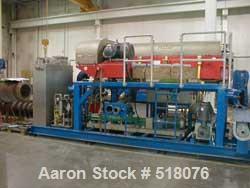 USED: Hysep HD54-X2 solid bowl decanter centrifuge system. Stainlesssteel construction, max bowl speed 3600 rpm, bowl dimensions 20" x 80"base, 304 stainless steel housing, viton seals, 60 hp explosi...