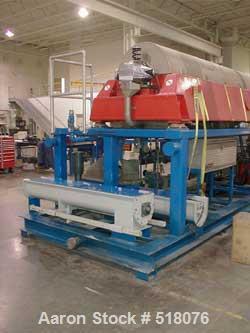 USED: Hysep HD54-X2 solid bowl decanter centrifuge system. Stainlesssteel construction, max bowl speed 3600 rpm, bowl dimensions 20" x 80"base, 304 stainless steel housing, viton seals, 60 hp explosi...