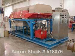 USED: Hysep HD54-X2 solid bowl decanter centrifuge system. Stainlesssteel construction, max bowl speed 3600 rpm, bowl dimensions 20" x 80"base, 304 stainless steel housing, viton seals, 60 hp explosi...