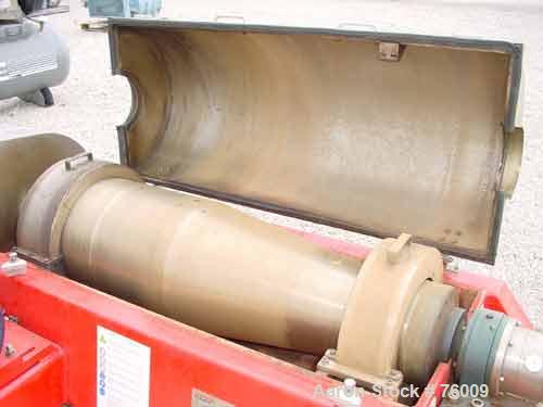 USED: Hysep MD43x2 solid bowl decanter centrifuge, Duplex 2205 stainless steel construction on product contact areas. Max bowl speed 3800 rpm, 3" pitch single lead conveyor with sintered tungsten car...