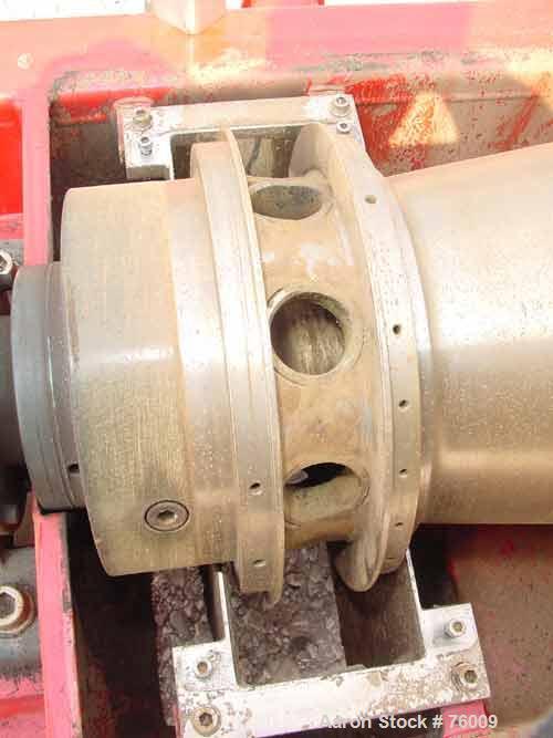 USED: Hysep MD43x2 solid bowl decanter centrifuge, Duplex 2205 stainless steel construction on product contact areas. Max bowl speed 3800 rpm, 3" pitch single lead conveyor with sintered tungsten car...