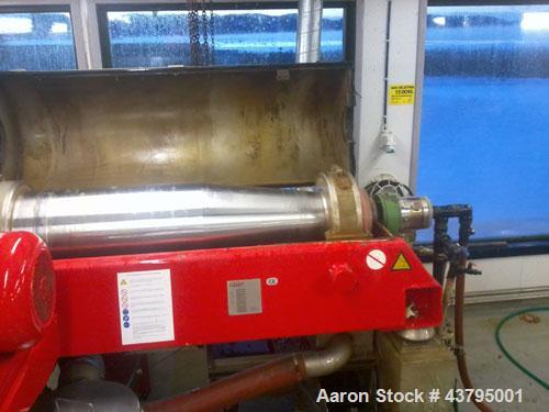Used Hysep MD 44 C2 Sludge Dewatering Decanter, 3600 rpm bowl speed, capacity 308.6 lbs (140 kg) dry solids per hour, 220/380 volt, 34.5/20 amp, 13.3 hp/10 kW, 50 hz, 1430 rpm, with manual.