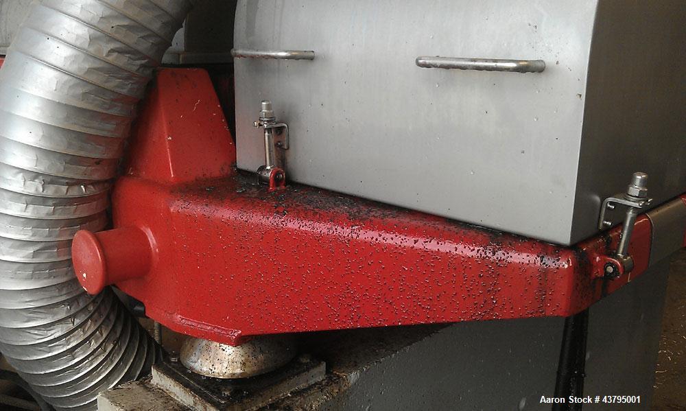 Used Hysep MD 44 C2 Sludge Dewatering Decanter, 3600 rpm bowl speed, capacity 308.6 lbs (140 kg) dry solids per hour, 220/380 volt, 34.5/20 amp, 13.3 hp/10 kW, 50 hz, 1430 rpm, with manual.