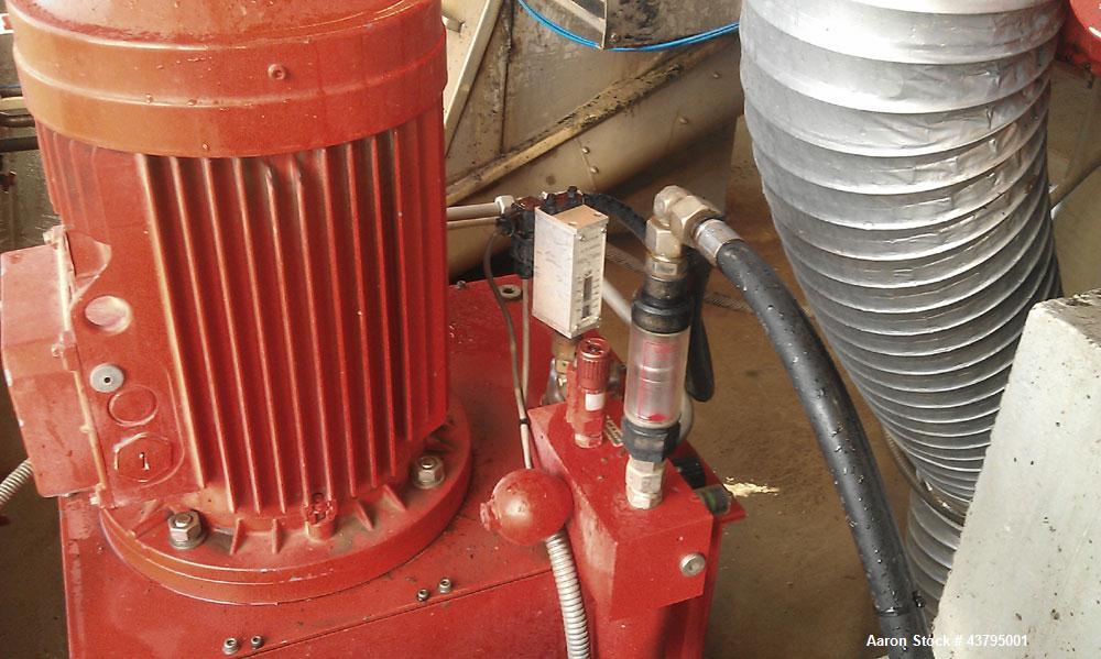 Used Hysep MD 44 C2 Sludge Dewatering Decanter, 3600 rpm bowl speed, capacity 308.6 lbs (140 kg) dry solids per hour, 220/380 volt, 34.5/20 amp, 13.3 hp/10 kW, 50 hz, 1430 rpm, with manual.