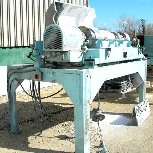 USED: IHI HS-325FS solid bowl decanter centrifuge, stainless steel construction on product contact areas. 12.7" diameter x 4...