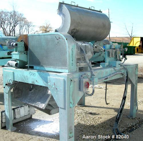 USED: IHI HS-325FS solid bowl decanter centrifuge, stainless steel construction on product contact areas. 12.7" diameter x 42.9" straight side (325mm x 1100mm) bowl, 6" pitch double lead hardfaced co...