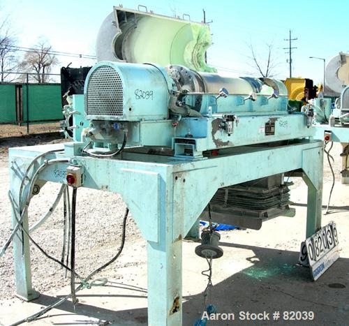 USED: IHI HS-325FS Solid Bowl Decanter Centrifuge, stainless steel construction on product contact areas. 12.7" diameter x 42.9" straight side (325mm x 1100mm) bowl, 2.5" single lead hardfaced convey...