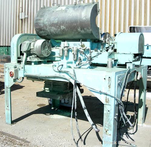 USED: IHI HS-325FS Solid Bowl Decanter Centrifuge, stainless steel construction on product contact areas. 12.7" diameter x 42.9" straight side (325mm x 1100mm) bowl, 2.5" single lead hardfaced convey...