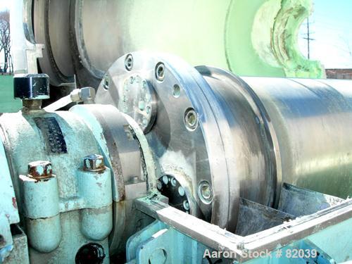 USED: IHI HS-325FS Solid Bowl Decanter Centrifuge, stainless steel construction on product contact areas. 12.7" diameter x 42.9" straight side (325mm x 1100mm) bowl, 2.5" single lead hardfaced convey...