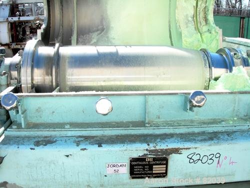 USED: IHI HS-325FS Solid Bowl Decanter Centrifuge, stainless steel construction on product contact areas. 12.7" diameter x 42.9" straight side (325mm x 1100mm) bowl, 2.5" single lead hardfaced convey...