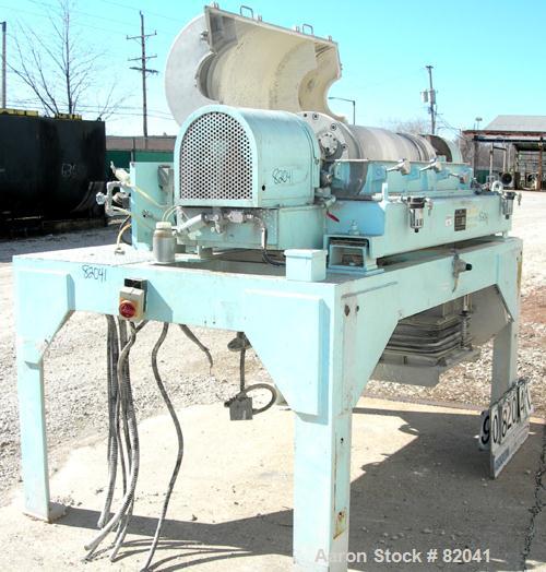 USED: IHI HS-325FS Solid Bowl Decanter Centrifuge, stainless steel construction on product contact areas. 12.7" diameter x 42.9" straight side (325mm x 1100mm) bowl, 2.5" single lead hardfaced convey...