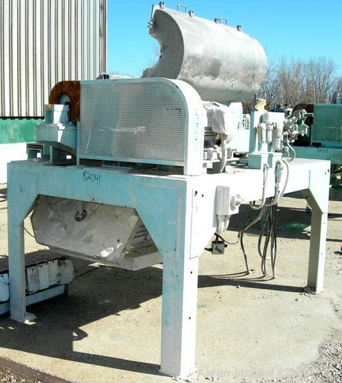USED: IHI HS-325FS Solid Bowl Decanter Centrifuge, stainless steel construction on product contact areas. 12.7" diameter x 42.9" straight side (325mm x 1100mm) bowl, 2.5" single lead hardfaced convey...