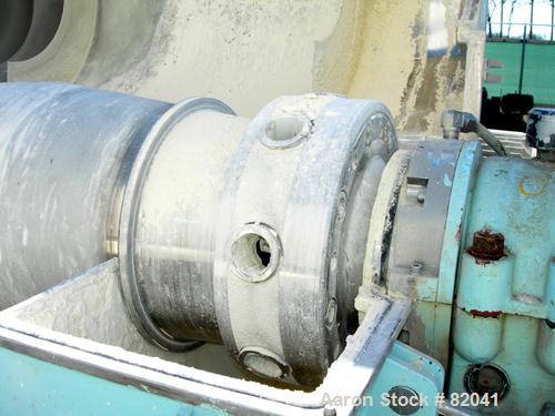 USED: IHI HS-325FS Solid Bowl Decanter Centrifuge, stainless steel construction on product contact areas. 12.7" diameter x 42.9" straight side (325mm x 1100mm) bowl, 2.5" single lead hardfaced convey...