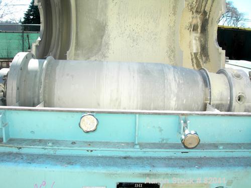 USED: IHI HS-325FS Solid Bowl Decanter Centrifuge, stainless steel construction on product contact areas. 12.7" diameter x 42.9" straight side (325mm x 1100mm) bowl, 2.5" single lead hardfaced convey...
