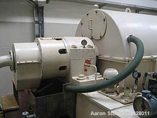 Used KHD Decanter Centrifuge, Model S4-1. Carbon steel, 35.4" (900 mm) diameter bowl. Max bowl speed 1400 rpm by a fully hydraulic 100 hp/75 kW XP motor. Drum wall thickness 0.6" (16 mm). Viscotherm ...