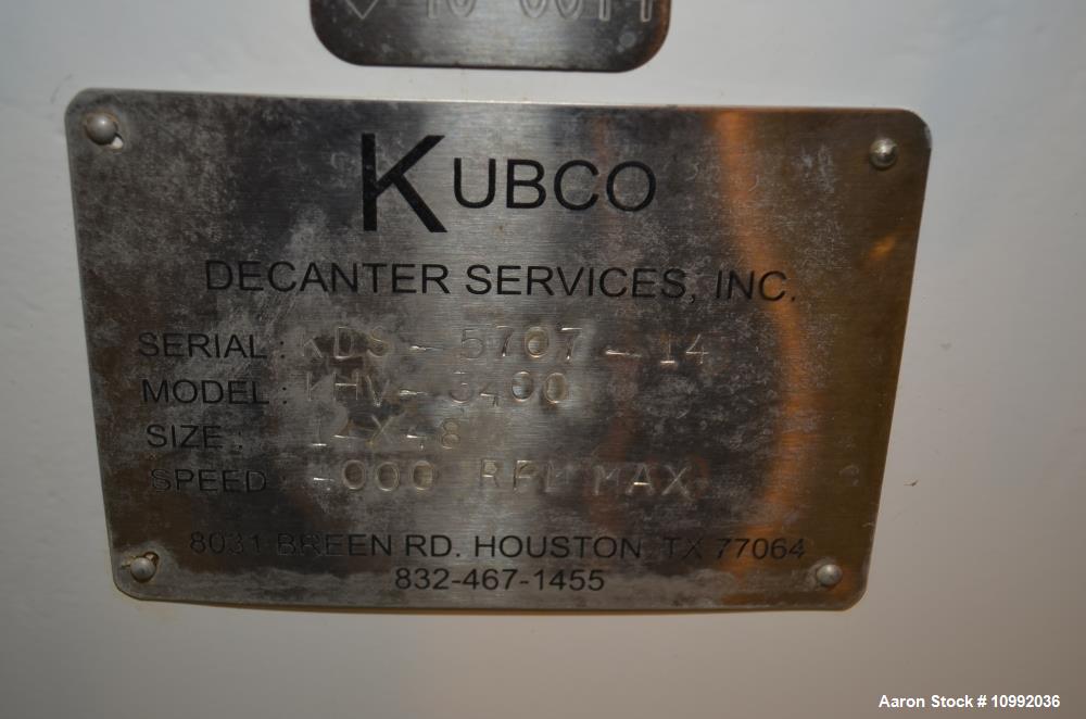 Used Kubco Model KHV3400 Stainless Steel Decanter Centrifuge
