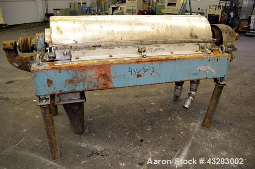 Used Alfa Laval NX-418 (2 or 3 phase) Solid Bowl Decanter Centrifuge. 316 Stainless steel construction (product contact areas), maximum bowl speed 3250 rpm, single row of lined cake discharge ports, ...