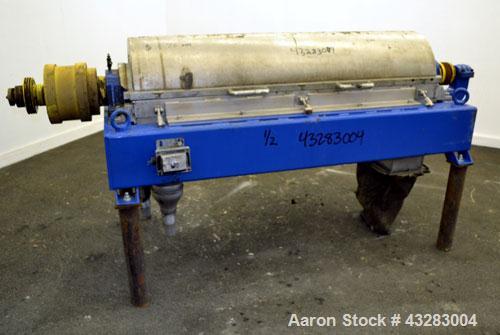 Used Alfa Laval NX-418 (2 or 3 phase) Solid Bowl Decanter Centrifuge. 316 Stainless steel construction (product contact areas), maximum bowl speed 3250 rpm, single row of lined cake discharge ports, ...