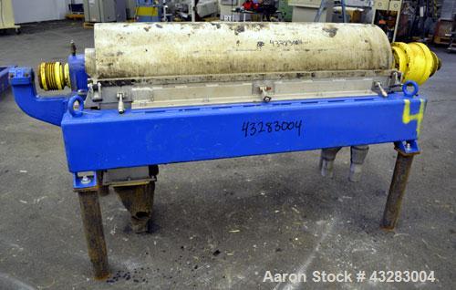 Used Alfa Laval NX-418 (2 or 3 phase) Solid Bowl Decanter Centrifuge. 316 Stainless steel construction (product contact areas), maximum bowl speed 3250 rpm, single row of lined cake discharge ports, ...