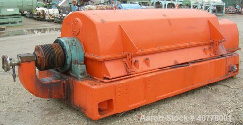 Used Sharples PM-75000 Super-D-Canter Centrifuge, 316/317 stainless steel construction on product contact areas. Max bowl speed 2600 rpm, 360 degree solid discharge ports with STC liners, 10" single ...