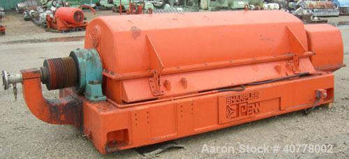 Used Sharples PM-75000 Super-D-Canter Centrifuge, 316/317 stainless steel construction on product contact areas. Max bowl speed 2600 rpm, 360 degree solid discharge ports with STC liners, 10" single ...