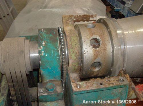 Used Pallucchini 350 Solid Bowl Decanter Centrifuge. 316 Stainless steel construction on product contact parts. Max bowl speed 3500 rpm, 2 phase separation (liquid/solids), single lead conveyor, sing...