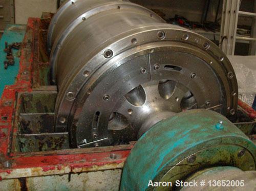 Used Pallucchini 350 Solid Bowl Decanter Centrifuge. 316 Stainless steel construction on product contact parts. Max bowl speed 3500 rpm, 2 phase separation (liquid/solids), single lead conveyor, sing...