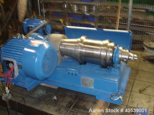 Reconditioned-Pfaudler/Flottweg Z1L solid bowl decanter centrifuge. 316 stainless steel construction (product contact areas), hardfaced solids discharge ports, 1.5" single lead conveyor, cyclo gearbo...