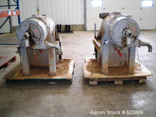 USED: Pieralisi model Baby 11 solid bowl decanter centrifuge, stainless steel construction on product contact areas. Max bowl speed 5200 rpm, 3500 x "G" force, conveyor with hardfacing, 7.35 kW drive...