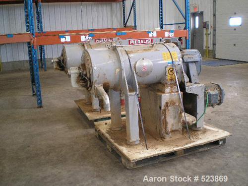 USED: Pieralisi model Baby 11 solid bowl decanter centrifuge, stainless steel construction on product contact areas. Max bowl speed 5200 rpm, 3500 x "G" force, conveyor with hardfacing, 7.35 kW drive...