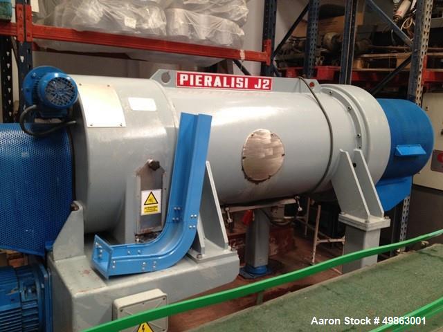 Used Pieralisi Jumbo 2  Decanter Centrifuge (2 phases)and Electrical Panel. 60 ton capacity within 24 hours. 37kW main motor power, 470mm diameter, 2,950 g centrifugal force. Total length 362 cm, wid...