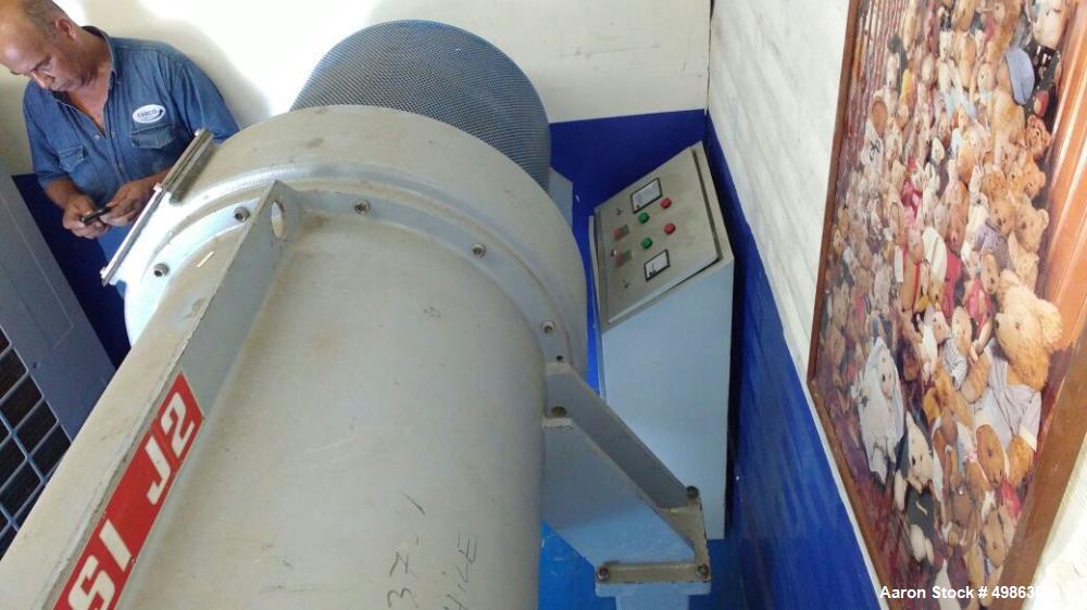 Used Pieralisi Jumbo 2  Decanter Centrifuge (2 phases)and Electrical Panel. 60 ton capacity within 24 hours. 37kW main motor power, 470mm diameter, 2,950 g centrifugal force. Total length 362 cm, wid...