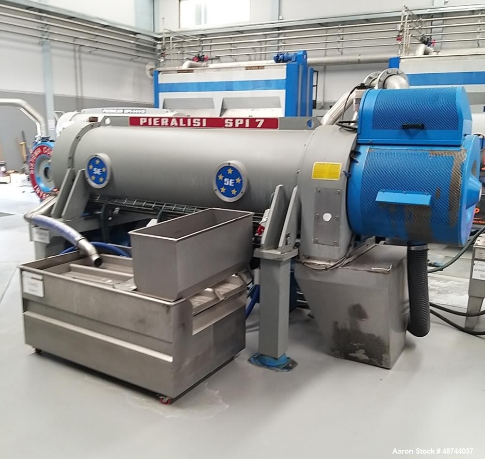 Used Pieralisi Jumbo SPI 7 Decanter Centrifuge. Stainless Steel construction (product contact areas). Maximum bowl speed 4100 rpm, single row cake discharge ports, conveyor, casing, gearbox, 40 HP 38...