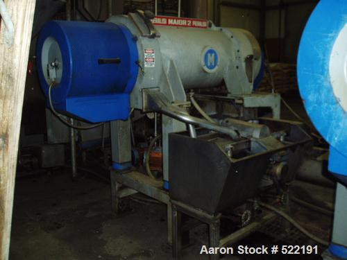 USED: Pieralisi Major 2 solid bowl decanter centrifuge, stainlesssteel construction on product contact areas. Sanitary configuration.Prior use: olive oil. L/D ratio 3.48, max bowl speed 4100 rpm, sin...