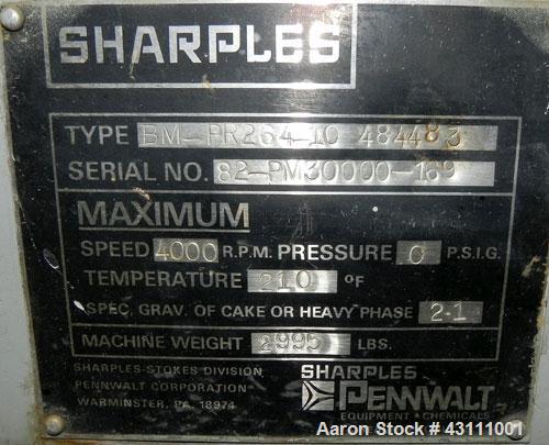 Used Sharples PM-35000 Super-D-Canter Centrifuge, max bowl speed 3250, single lead conveyor w/STC wear protection tiles, 360 degree solids discharge ports w/STC wear liners, moon liquid plate dams, b...