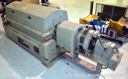 Used Sharples PM-35000 Super-D-Canter Centrifuge. 316 Stainless steel construction on product contact areas, maximum bowl speed 3250 rpm, 5 1/2" single lead conveyor with sintered tungsten carbide we...
