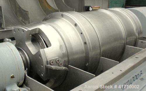 Used Sharples "Sanitary" P-3000 Super-D-Canter Centrifuge, 316 stainless steel construction (product contact areas). Maximum bowl speed 4000 rpm, hogged-out cake discharge ports, 3" polished single l...