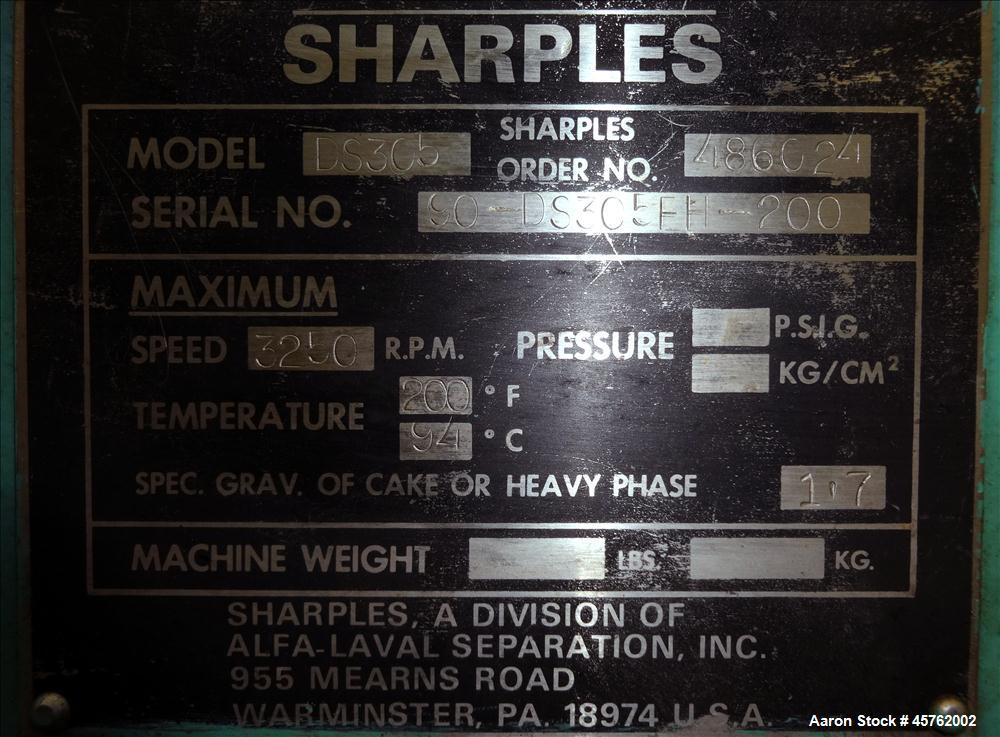 Used Sharples DS-305 Super-D-Canter Centrifuge