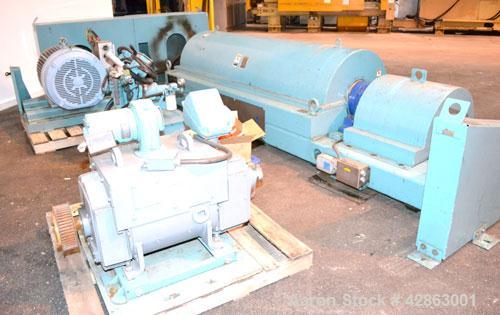 Used Sharples DS-406 Super-D-Canter Centrifuge. 317 Stainless steel construction (product contact areas), maximum bowl speed 3250 rpm, 7-1/2 single lead conveyor with sintered tungsten carbide wear p...