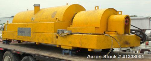 Used Sharples DS-706 Super-D-Canter Centrifuge, 317 stainless steel construction (product contact areas), 12" single lead quasi-axial conveyor with sintered tungsten carbide wear protection tiles, 36...