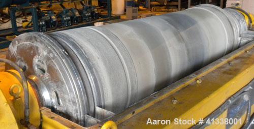 Used Sharples DS-706 Super-D-Canter Centrifuge, 317 stainless steel construction (product contact areas), 12" single lead quasi-axial conveyor with sintered tungsten carbide wear protection tiles, 36...