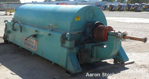 Used Sharples Super-D-Canter DS-706 Centrifuge, 317 Stainless steel construction on product contact areas. Maximum bowl speed 2600 rpm, 10" single lead conveyor w/STC wear protection tiles, base, cas...