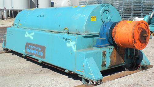 Used Sharples Super-D-Canter DS-706 Centrifuge, 317 Stainless steel construction on product contact areas. Maximum bowl speed 2600 rpm, 10" single lead conveyor w/STC wear protection tiles, base, cas...