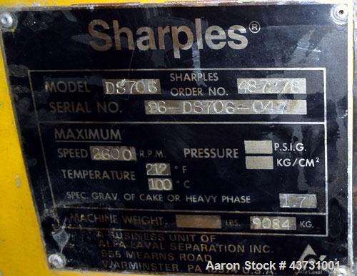 Used Stainless Steel Sharples Super-D-Canter Centrifuge,  DS-706