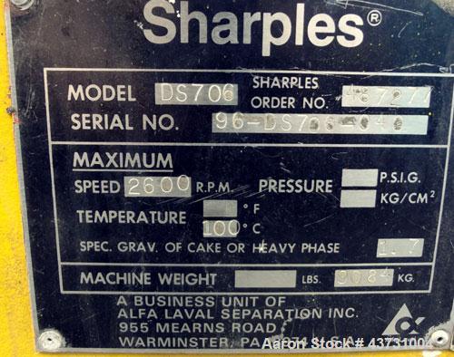Used Stainless Steel Sharples Super-D-Canter Centrifuge,  DS-706