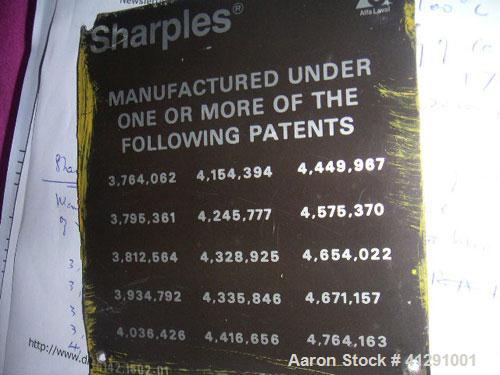 Used Sharples DS706 Super-D-Canter Centrifuge. 316/317 stainless steel construction on product contact areas, max bowl speed 2800 rpm, single lead conveyor, 360 degree solids discharge ports with sin...