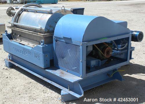 Used Sharples P-3000 Super-D-Canter Centrifuge, 316 stainless steel construction (product contact areas). Maximum bowl speed 4000 rpm, 4.25" sanitary design single lead polished conveyor, 360 degree ...